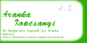 aranka kopcsanyi business card